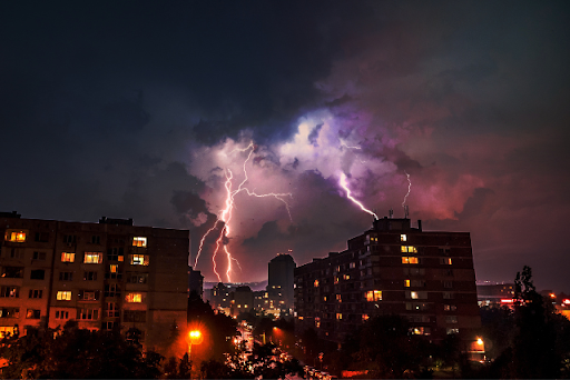 lightning strike city at night